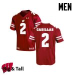 Men's Wisconsin Badgers NCAA #2 Jonathan Casillas Red Authentic Under Armour Big & Tall Stitched College Football Jersey RS31J08DK